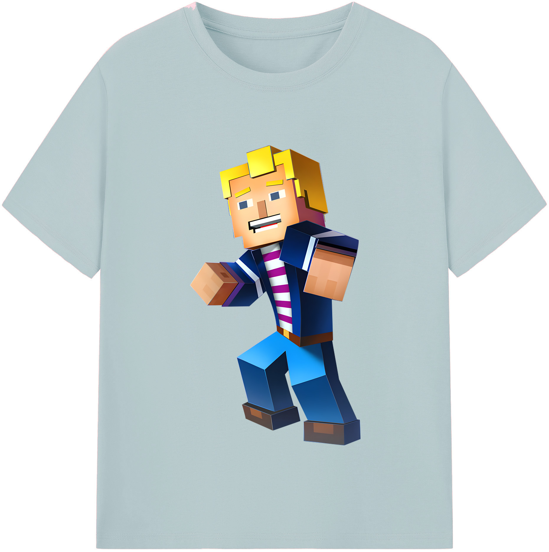 （画像用） マインクラフト ブロックの世界 Minecraft MC Block world 綿100％半袖Tシャツ（フロントプリント）